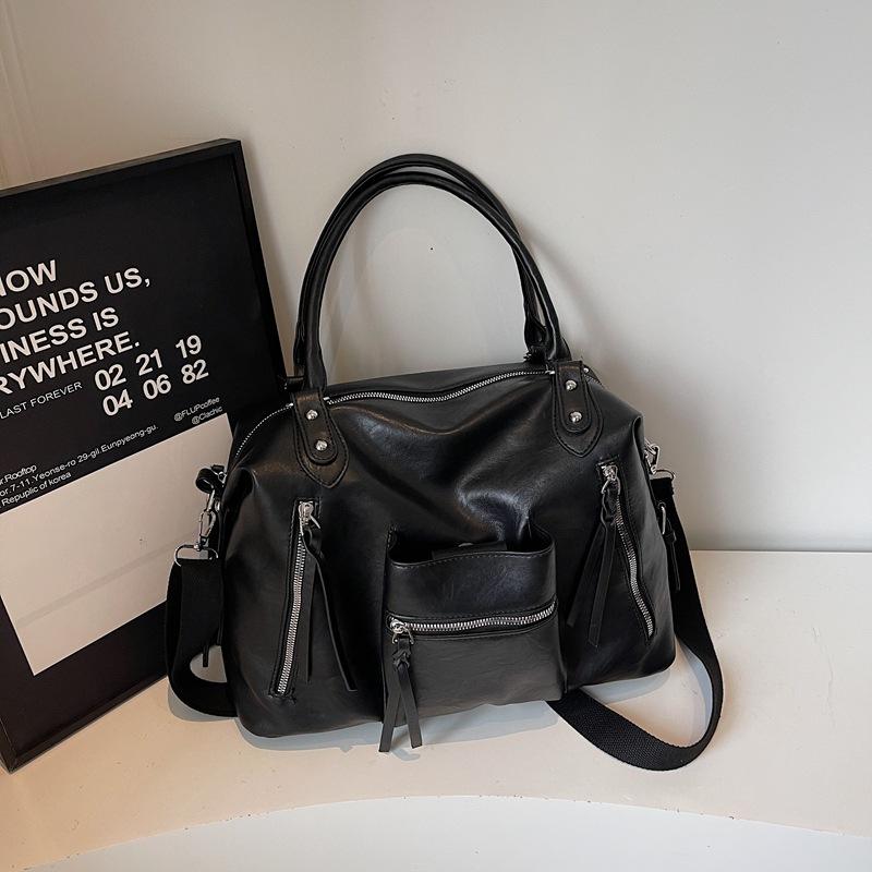 Vintage Large Capacity Bag Commuter Crossbody Bag Women's Shoulder Hand Tote Bag Short Distance Luggage Bag