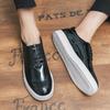 Fashion Autumn Spring mirror face High Quality Patent Leather Casual Shoes Men's Lace-Up Sneakers Green Carved Designer Leather Shoes
