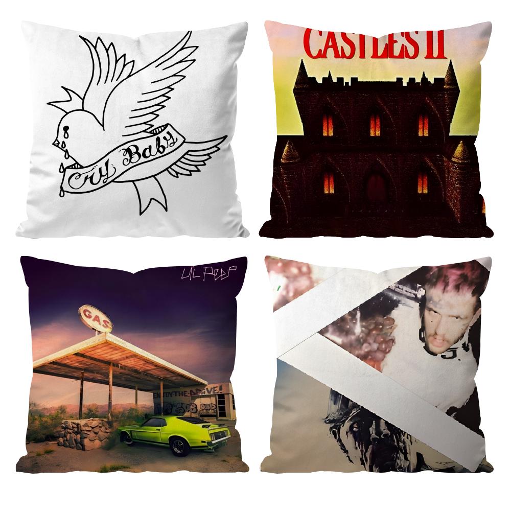 Rapper L-Lil P-Peep Hip Hop Music Cushion Cover Pattern Printed Pillowcase for Living Room Sofa Cushion Cover & Bedroom Decor