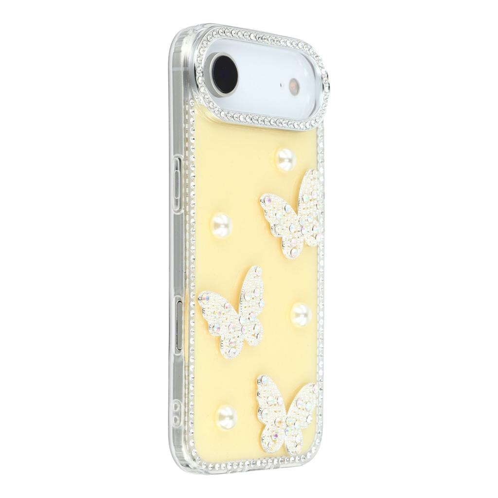 For iPhone Air Case Rhinestone Edge Pearl Butterfly Decor TPU+PC IMD Phone Cover