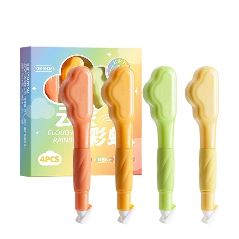 4 Pieces Noiseless Correction Tape Set In Fun Cloud Shape Writing Error Corrector Tool Perfect for School & Office Use