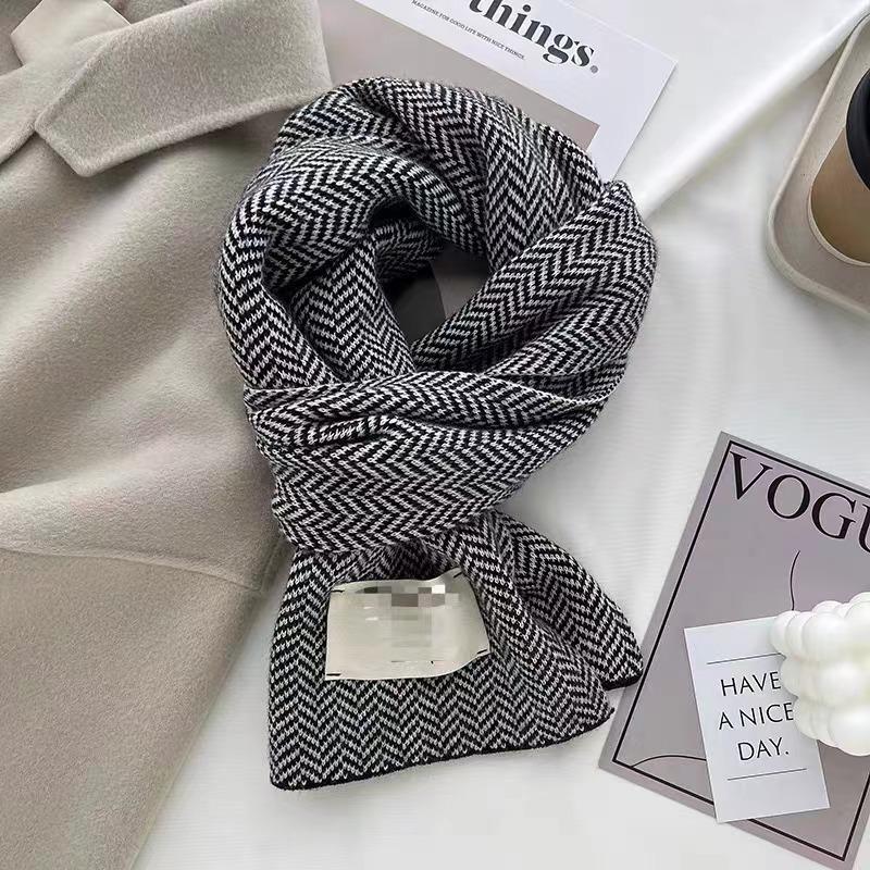Red Scarf Women's Winter Versatile Premium Sense China Red Checked Destiny Women's Winter Scarf Christmas New Year