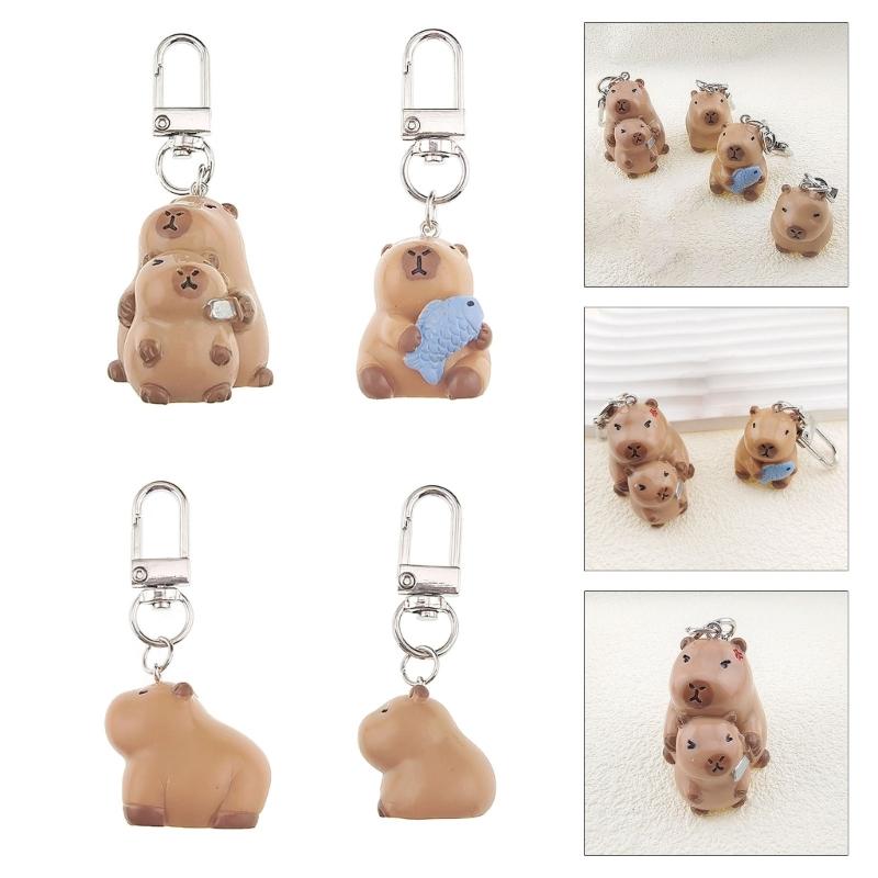 Lovely Capybara Keychain Adorable Cartoon Designed Key Holder Hanging Ornament for Bag Charm or Car Decoration