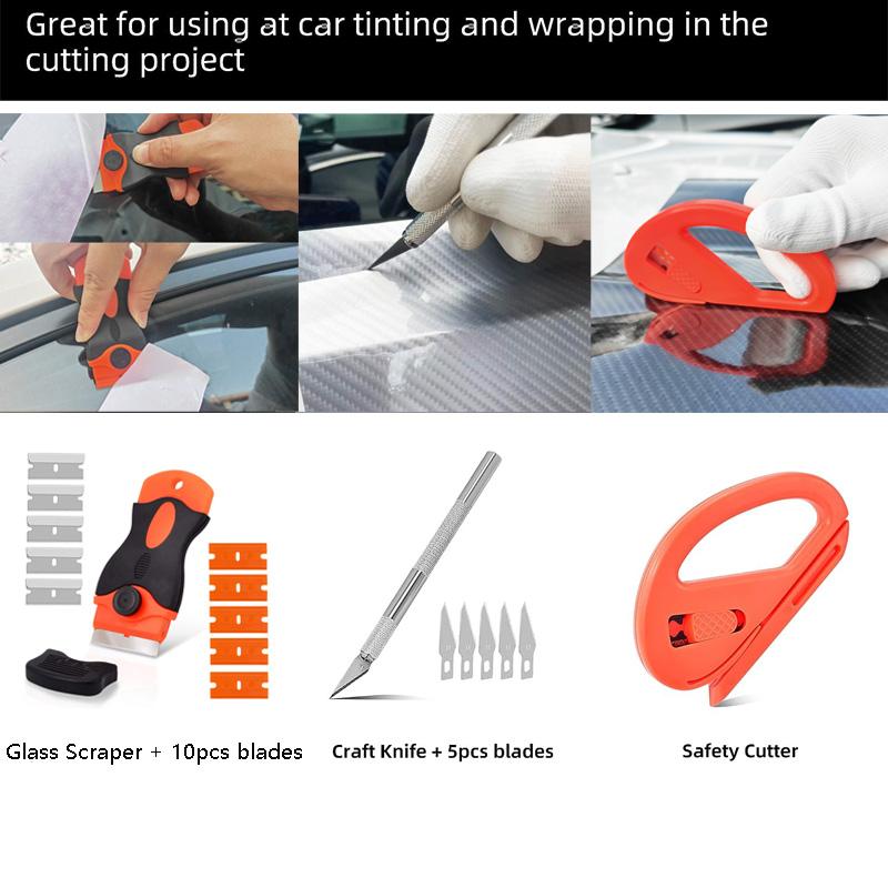 40Pcs Car Window Tint Kit Vinyl Wrap Squeegee Window Film Tinting Installation Tool Razor Scraper Micro Squeegee Vinyl Cutter