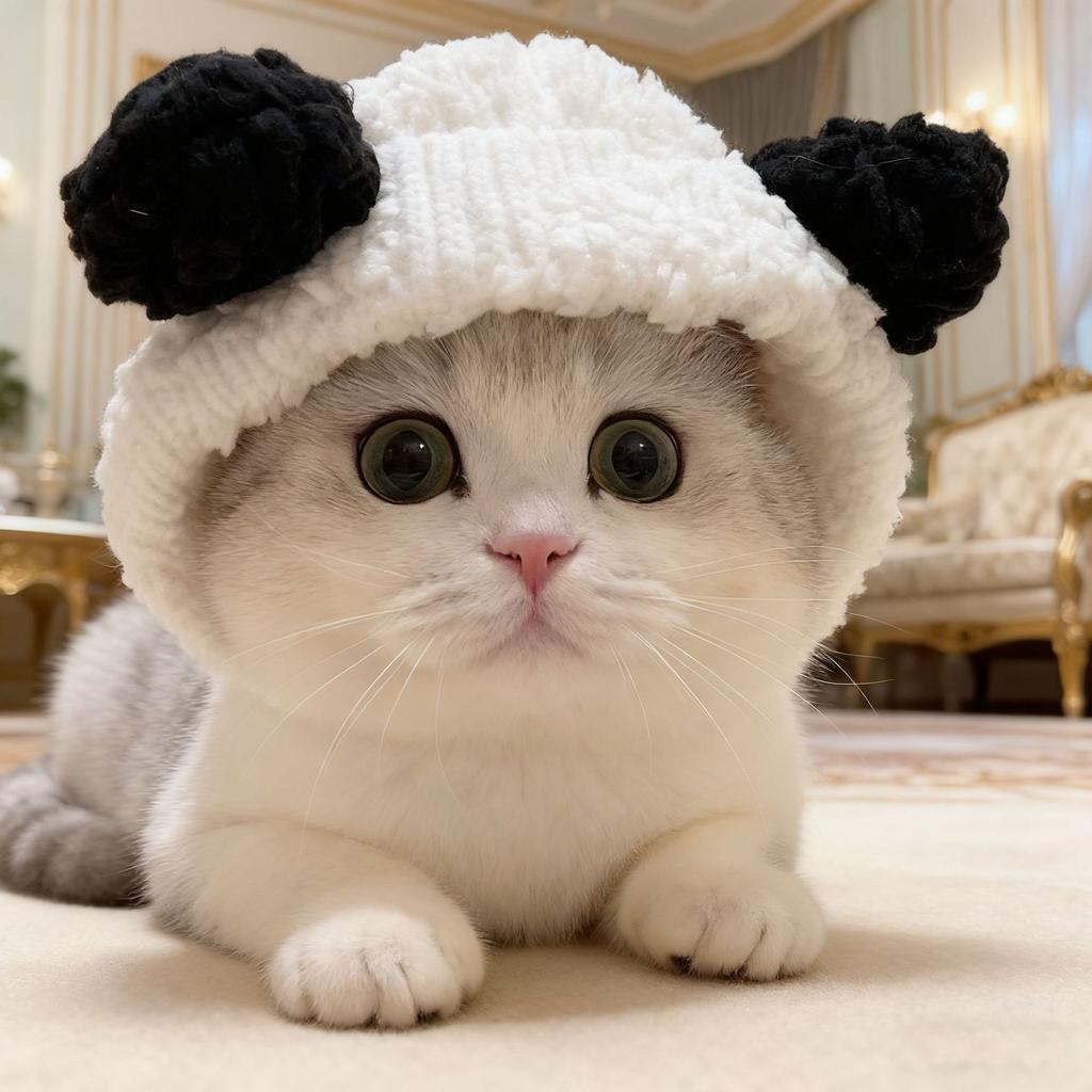 Maltese white goose hood Taiyaki cat hood pet hat small dog cute funny hat