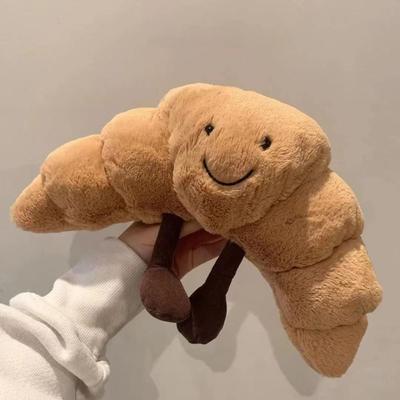 Croissant Pelúcia Sorriso Bonito Croissant Pão Almofada Bichos de Pelúcia Engraçado Comida Macia Pelúcias Brinquedo para Presentes para Crianças Aniversário
