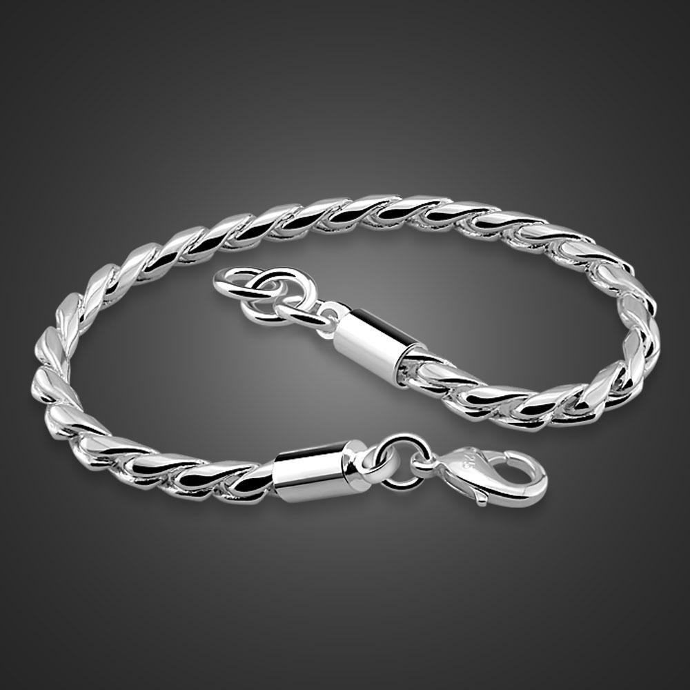 Men'S Bracelet Electroplated Thick Platinum Simple Round Snake Bone Chain Jewelry