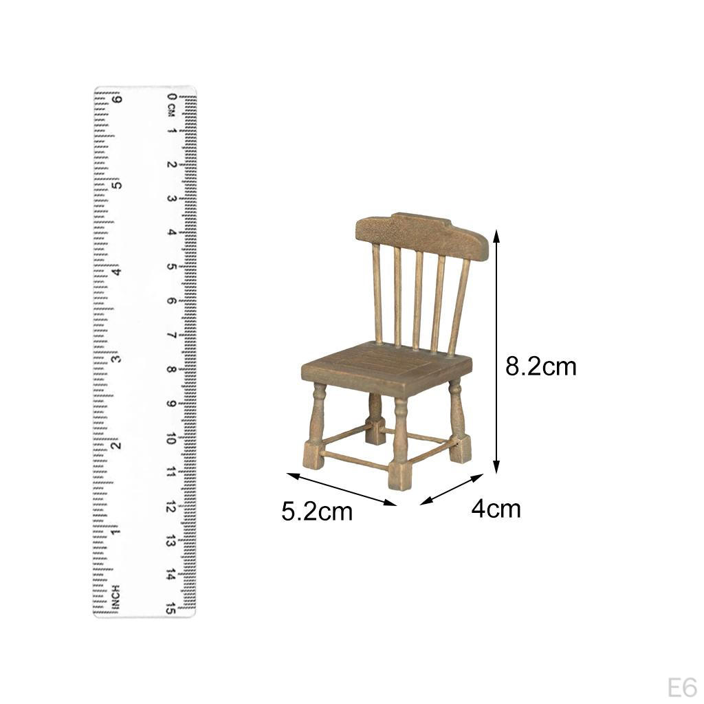 /12 Dollhouse Dining Table Chair Furniture Model Kitchen Decor Pretend Toy Wood Color