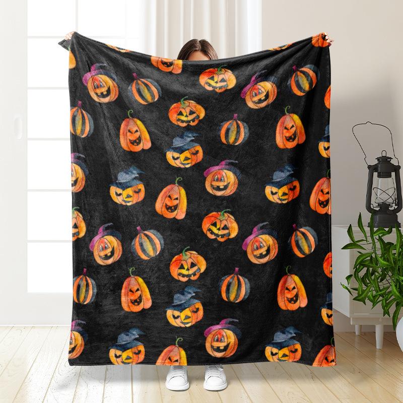 Halloween Theme digitalprinted polyester Bedroom velvet flannel soft sofa cover blanket Fleece soft sofa cover blankets