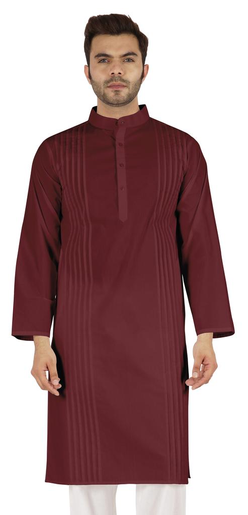 Atasi Cotton Kurta Solid Ethnic- Festive Long Shirt W  Pintuck Traditional Indian Wear For