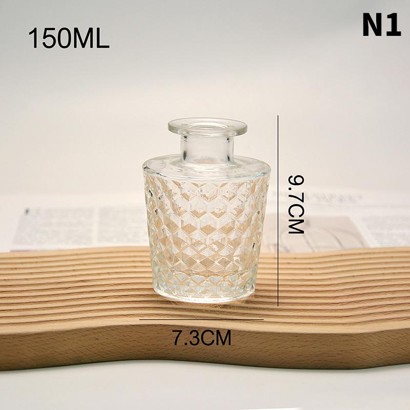 Botella Difusora de Aroma de Vidrio Diamante de 150 ml Botella Vacía de Fragancia Recargable Contenedor de Aceite Esencial Aliviar el Estrés Decoración del Hogar