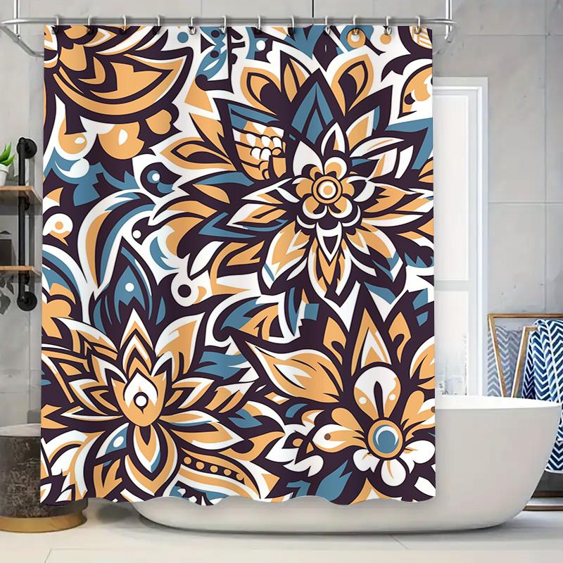 

Luxury Floral Shower Curtain Waterproof Bathroom Decorative Fabric Multicolored W60H190(CM)-1 Pcs