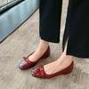 Autumn and Winter New Inner Height Increase 3 Noble Gold Buckle Bow Square Round Head Thick Sole Shallow Mouth Single Shoe Women
