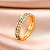 4mm Cubic Zirconia Engagement Ring For Women ,Stainless Steel Channel Set Wedding Brand Cz Ring Gold Color