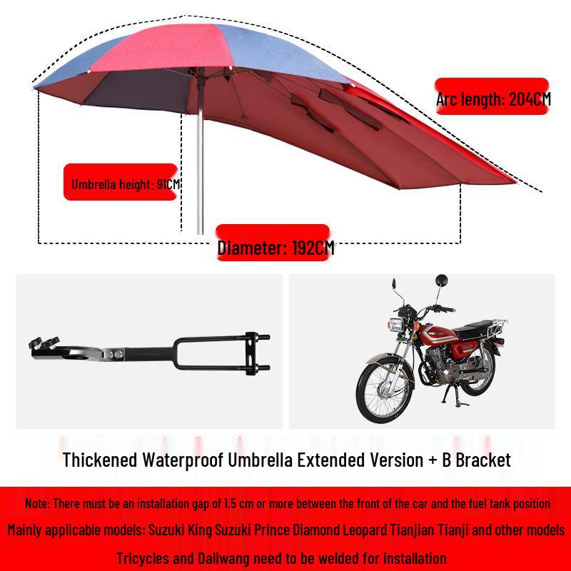Robuster Sonnenschirm für Motorräder, Dreiräder & Tiefeinsteiger