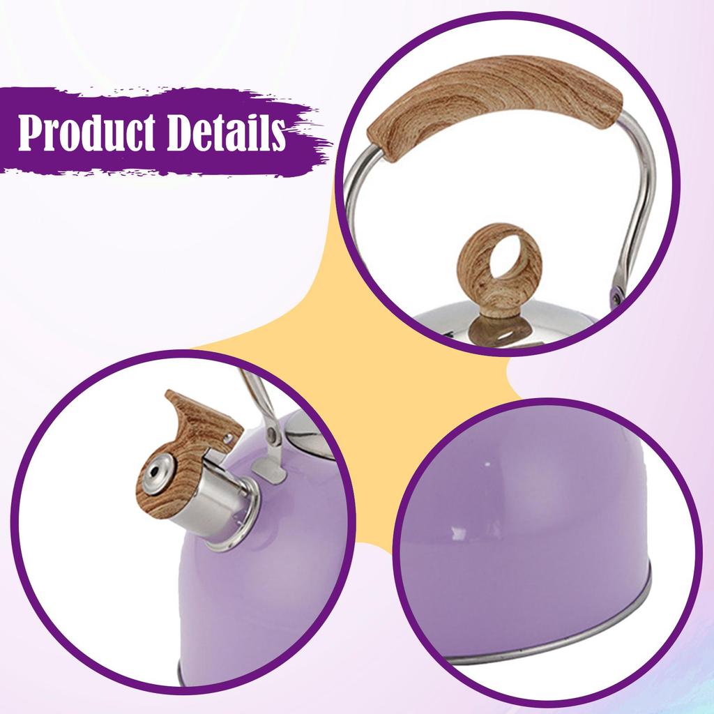 Whistling Stovetop Kettle Stainless Steel Tea Pot Heat Resistant Handle for Electric and Induction Stoves