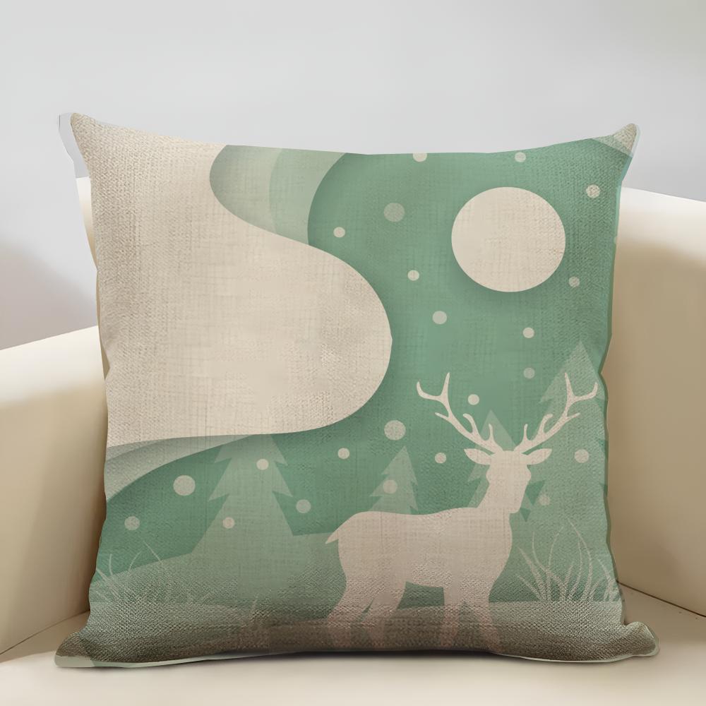 Blue And Green Snowflake Christmas Cushion Cover Household Decoration Linen Sofa Cushion Cover: Skin-Friendly & Breathable With