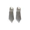 Exaggerated metal long chain fringed ear buckle earrings European and American fashion personality high-end versatile earrings women