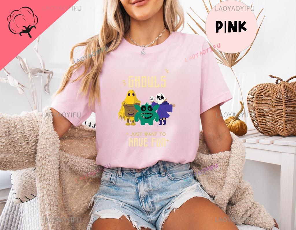 Ghouls Just Want To Have Fun - The Pattern of The Vintage Unisex's and WoUnisex's Shirt Is Printed On This Pure Cotton T-shirt.