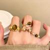 Vintage Tiger Eye Stone Rings for Women Girls Waterdrop Zircon Exquisite Aesthetic Open Ring Fashion Elegent Jewelry Party