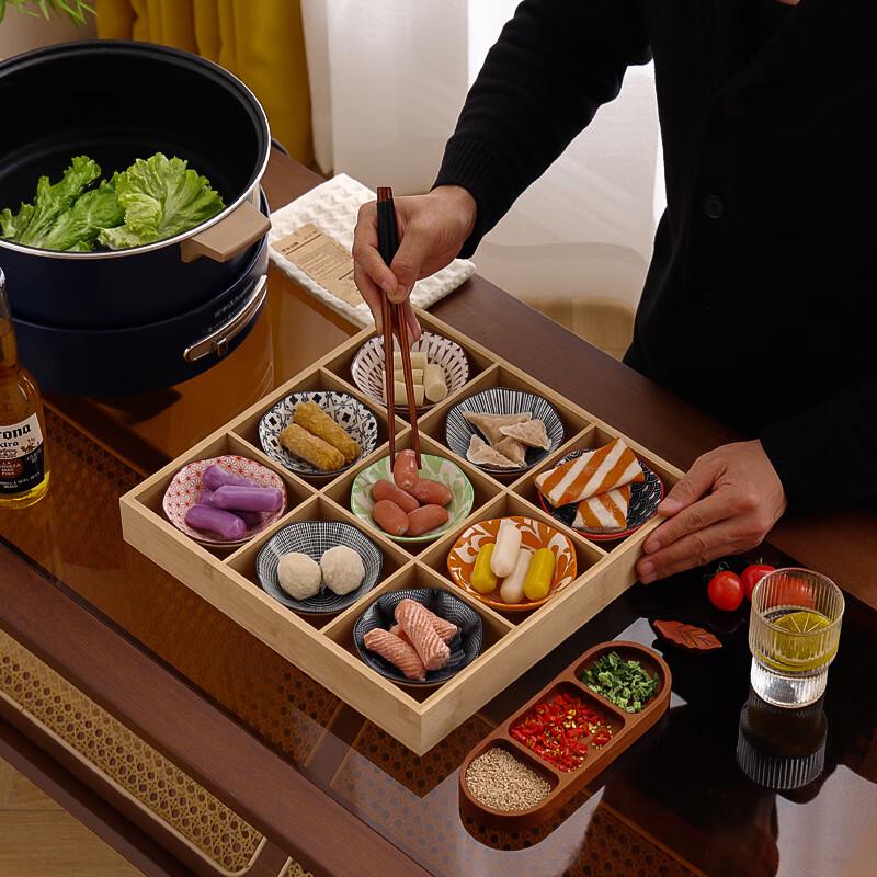 Mingchuxing Bamboo Wood Divided Serving Tray