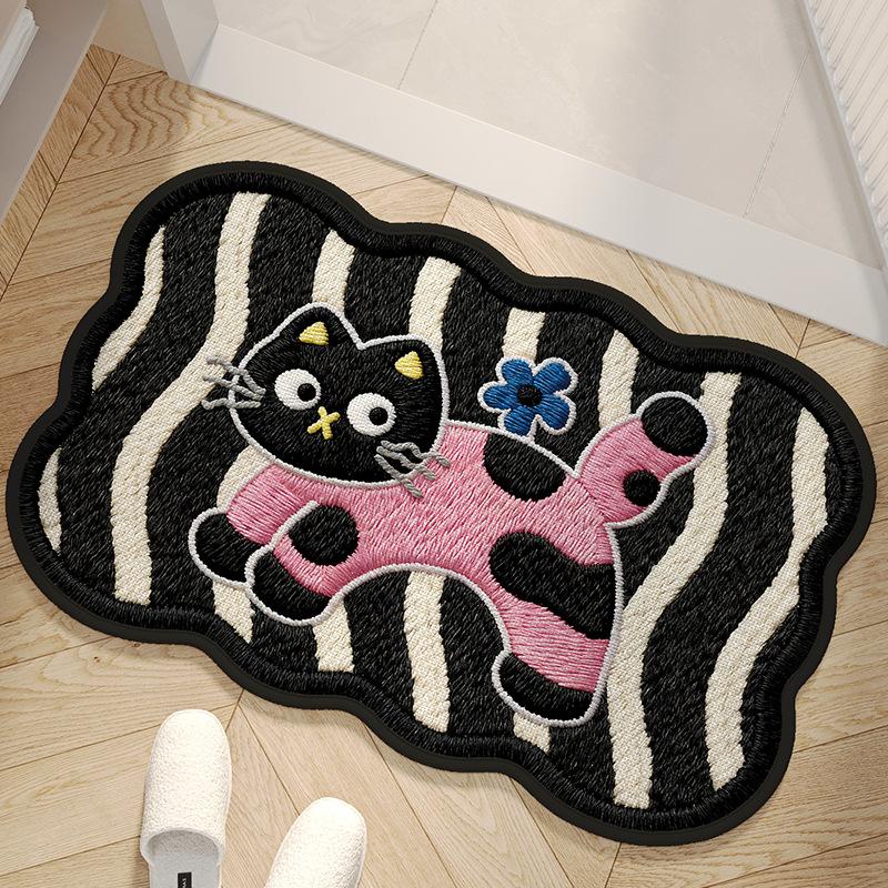 Cartoon Dog Floor Mat Cute Yarn Knit Style Absorbent Rug Non Slip Doormat for Bedroom Living Room Bathroom Home Decor