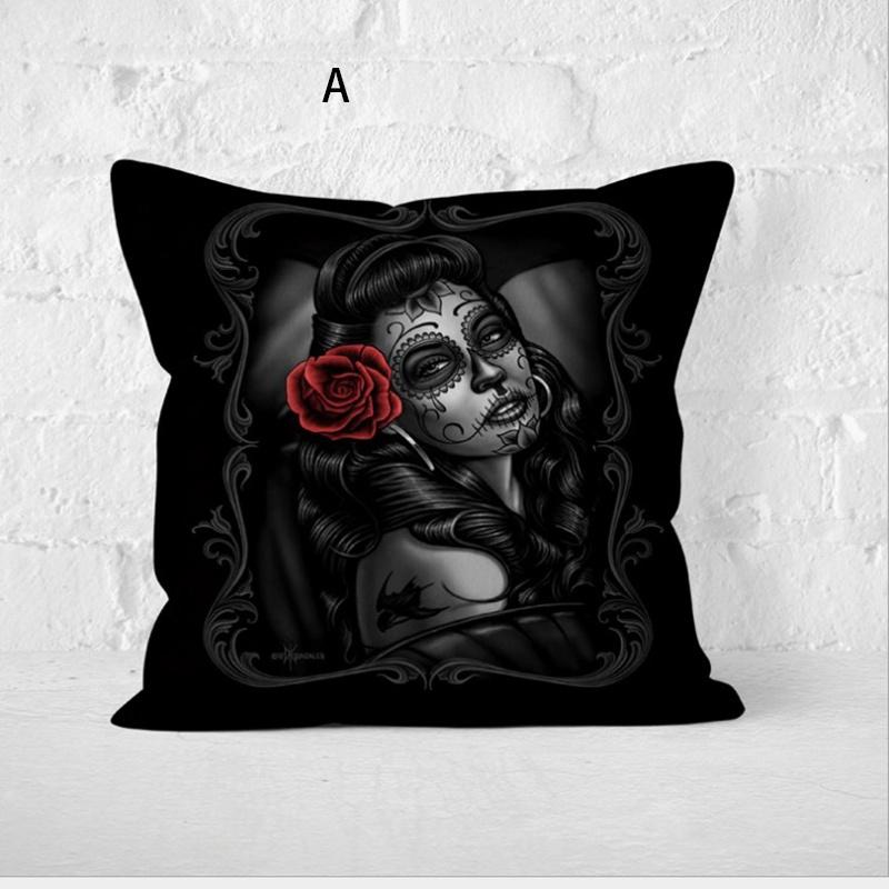 Vintage Horror Print Cushion Cover Perfect For Halloween Festivities