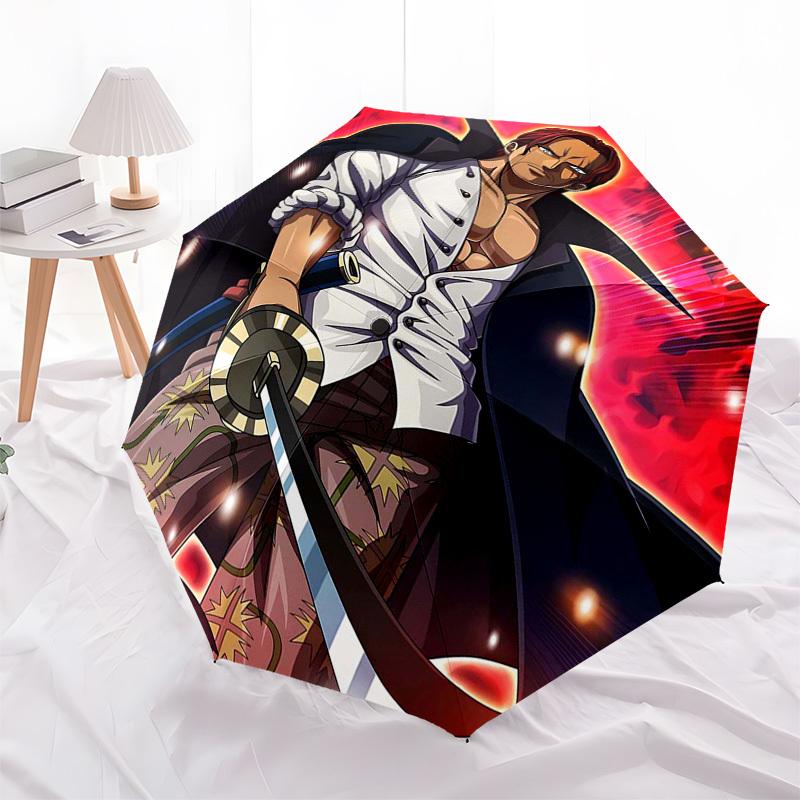 1pc One Piece Law's Auto-Open Close Outdoor Umbrella with 3-Fold Design and Iron Frame - Perfect for Outdoor Use, Travel, and Gifts for Fans.L091