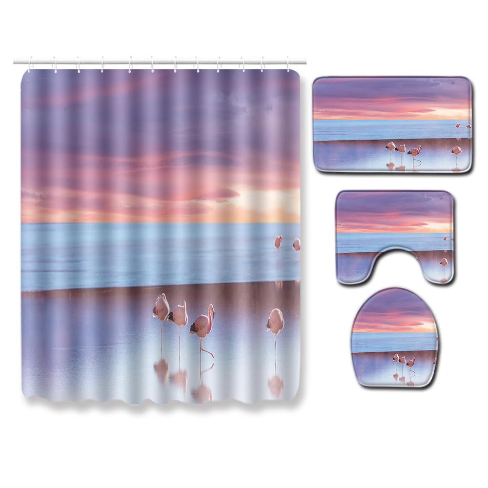 Flamingo Rohožka Koupelnová Protiskluzová Podložka na Podlahu Kombinace Sprchového Závěsu Koberec Evropský a Americký Styl Exploze Žena