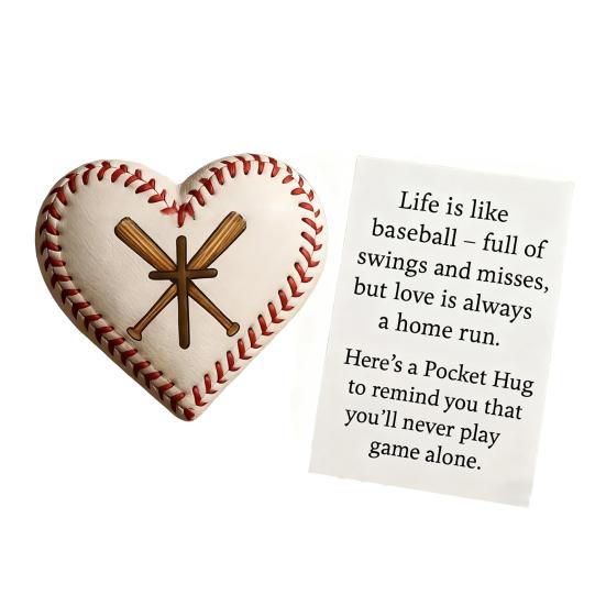Love Heart Baseball Pocket Hug with Positive Card Emotional Support Heart Shaped Baseball Pocket