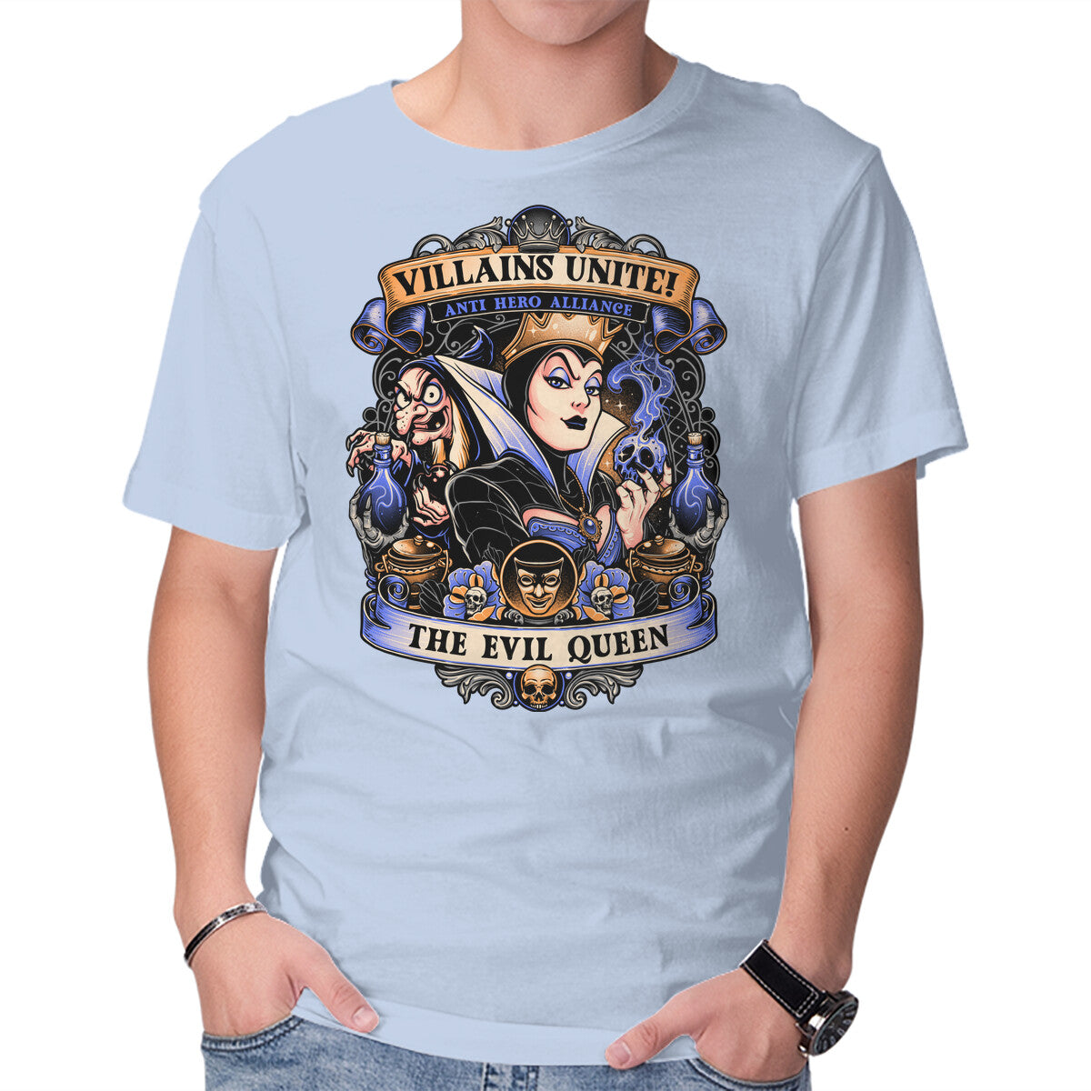 Unisex Crew Neck T-Shirt The Evil Queen Graphic Short Sleeve Casual Tee S