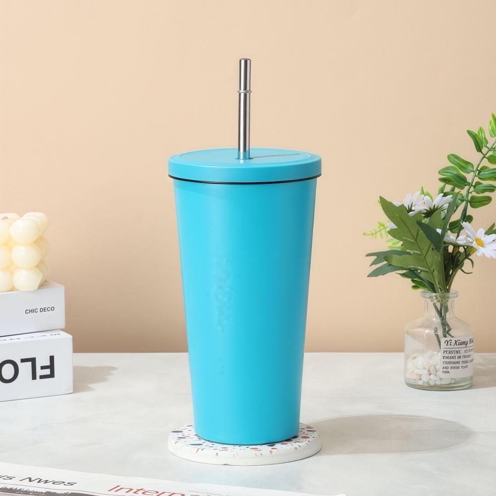 500ml Thermal Mug 304 Stainless Steel Double-Layer Vacuum Insulated Thermos Water Bottle Portable Coffee Cup with Straw