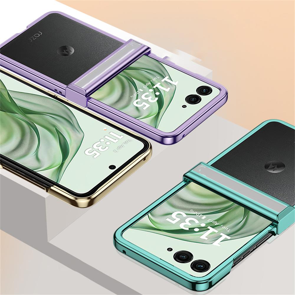 For Motorola Razr 50 Ultra 5G Clear Case Hinge Design Electroplating PC Phone Cover