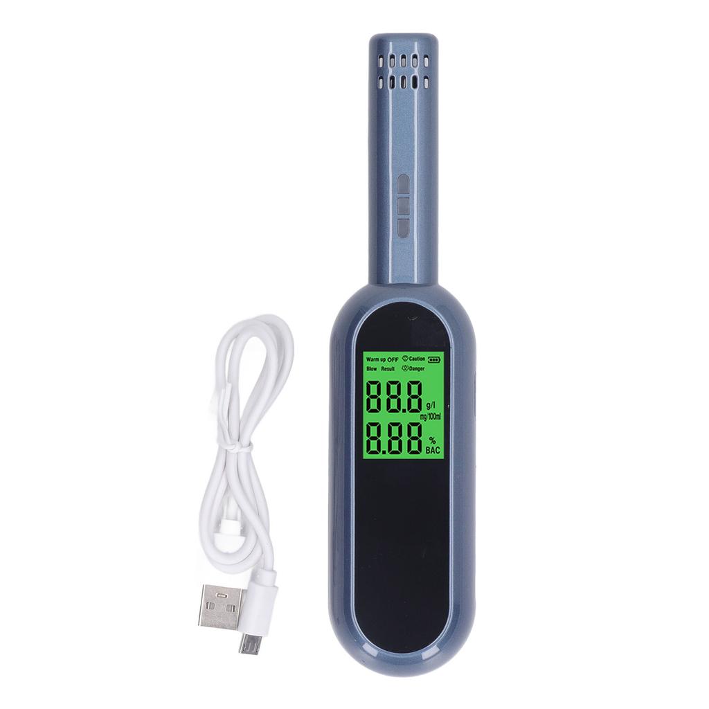 Breath Alcohol Tester High Accuracy LCD Display Sound Light Alarm Rechargeable Portable Alcohol
