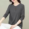 Blusas y camisas con cuello en V de manga larga con estampado de Color sólido informal a la moda para mujer