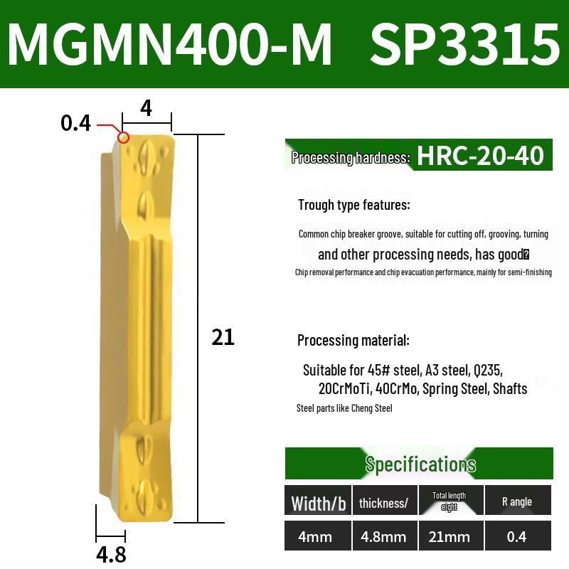 CNC Grooving Blade MGMN300/400-M for Stainless Steel, Ceramic, Aluminum Lathe Parting Tool Inserts