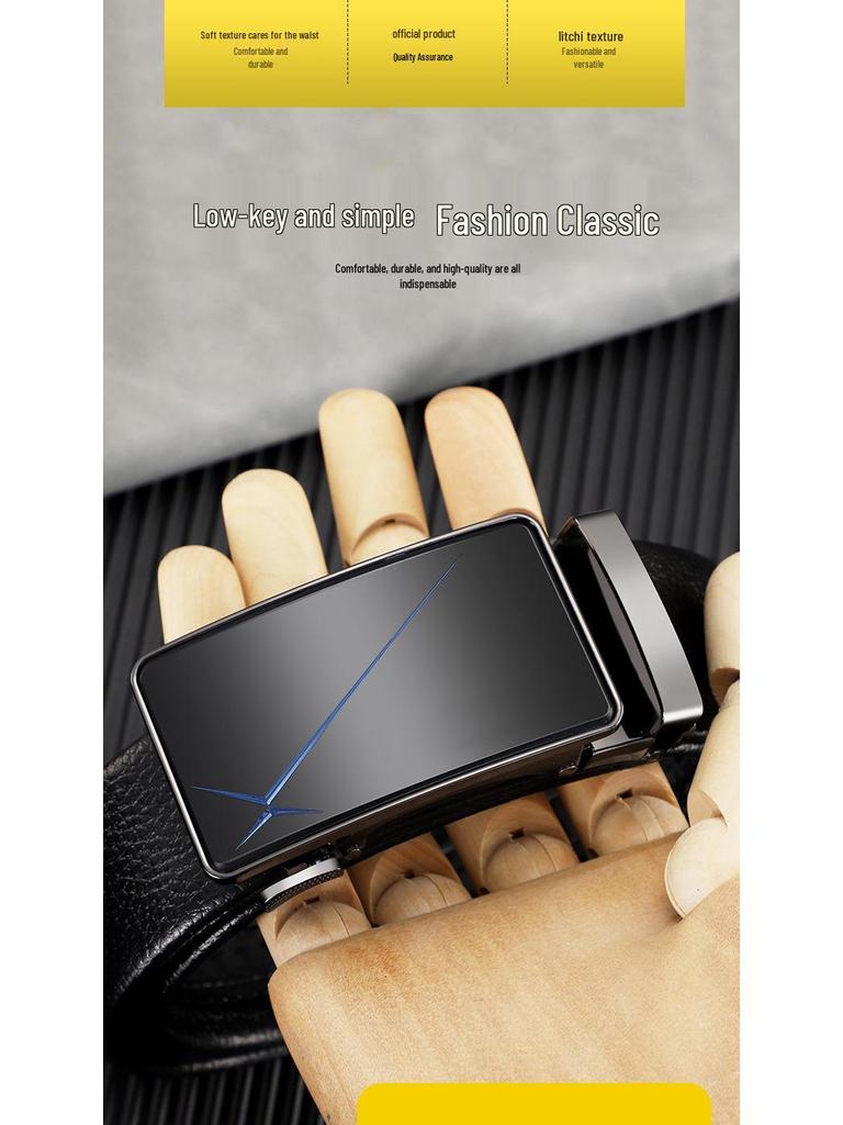 Herren Premium Echt Rindsleder Gürtel mit Legierung Automatikschließe