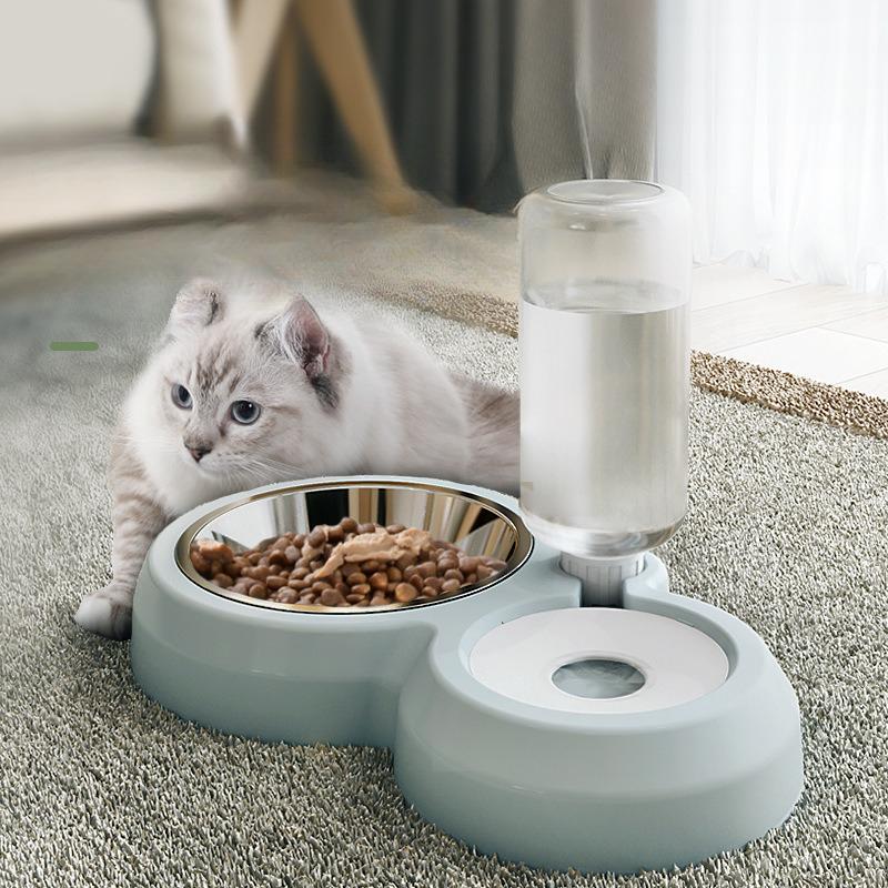 Dual Automatic Pet Feeder Bowl For Dogs And Cats Non Spill Plastic Water And Food Dispenser With Stand