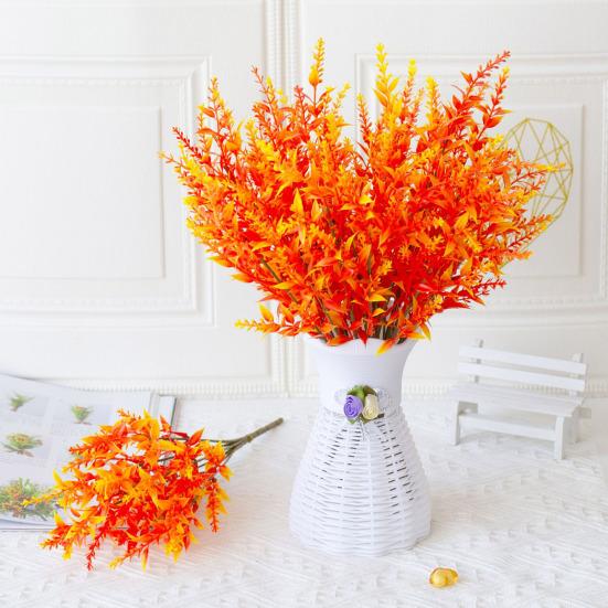 2Pcs Fall Artificial Plants Realistic Fake Plastic Plants Home Office Wedding Party Table Centerpiece Indoor Outdoor Faux Leaf Decoration