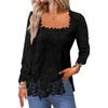 Autumn Winter New Women's Long Sleeve Top, Square Neck U-Neck Lace Base Shirt Blouse for European American Foreign Trade