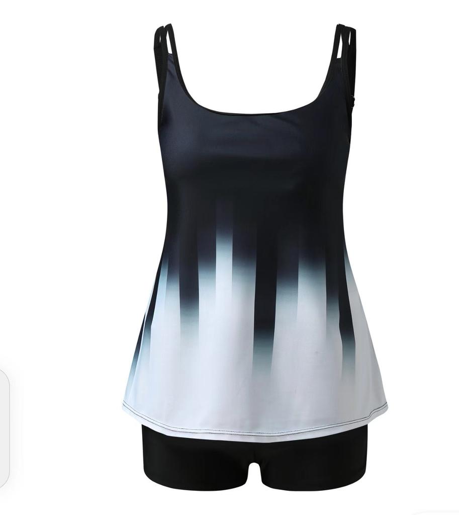 New Large-size Printed Large-size Split Flat-angle Tankini Suit Swimsuit for Women