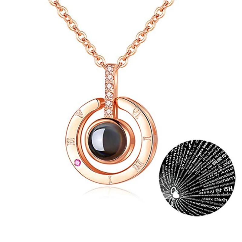 

Projection Necklace 100 Languages I Love You Pendant Zircon For Lover Girlfriend 2025 Trendy Couple Romantic Cute Accessories