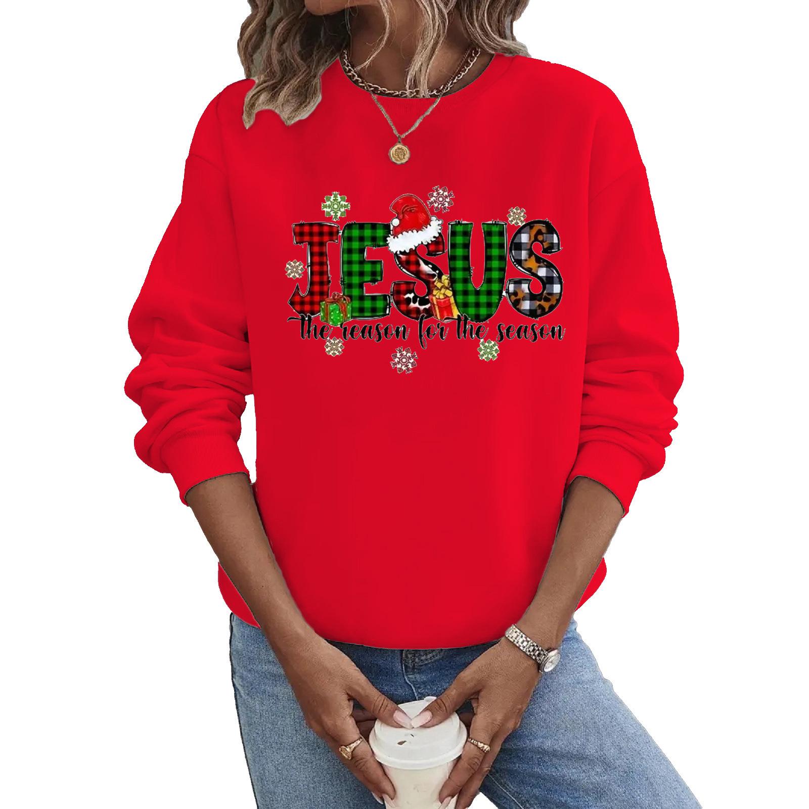 

Europe & America New Christmas Cross-Border Crewneck Sweatshirt M розовый