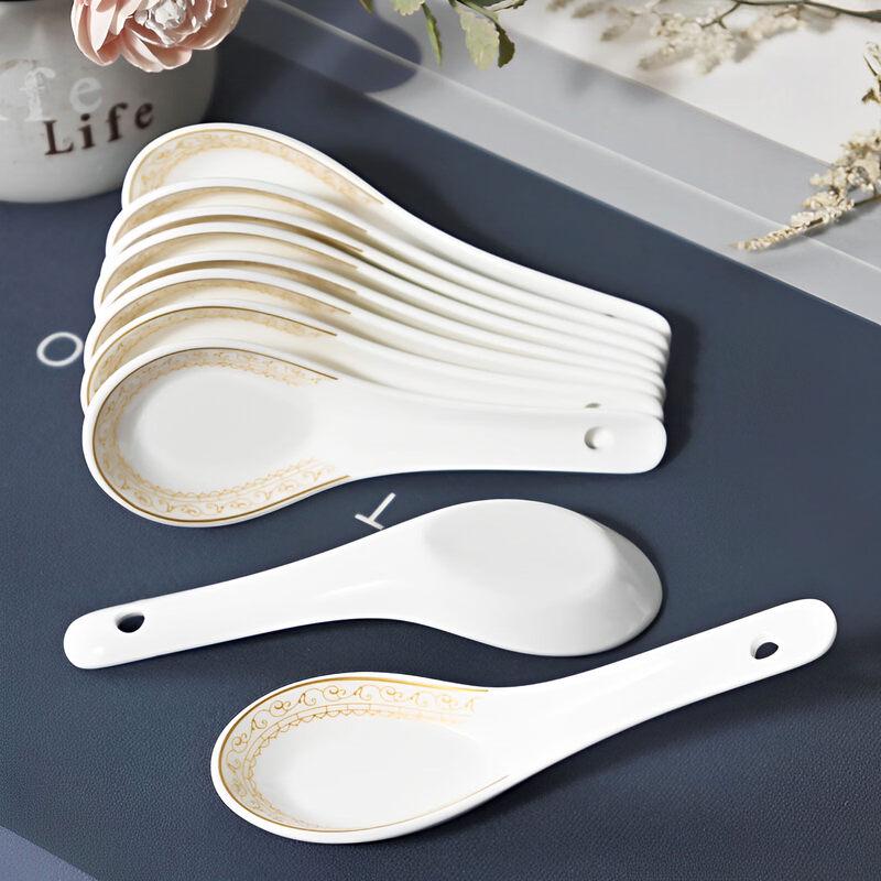 Chinese Style Ceramic Spoons (10-Pack)