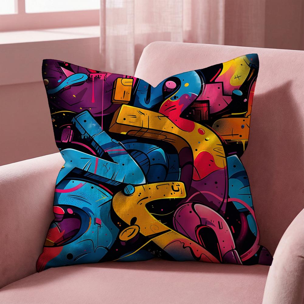 Street Graffiti Texture Cushion Cover MultiScene Pillow Cover for Home  Car  Reversible Soft  Durable for Daily Use
