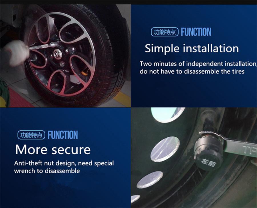 Car Tire Pressure Alarm System  4 Sensors TPMS For ANdroid DVD Player USB Kits