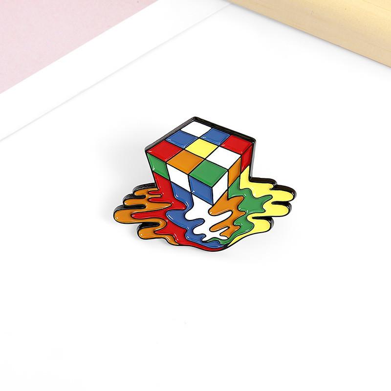 Creative Fashionable Cartoon Cube Brooches Vibrant Colorful Pins For Individual Style