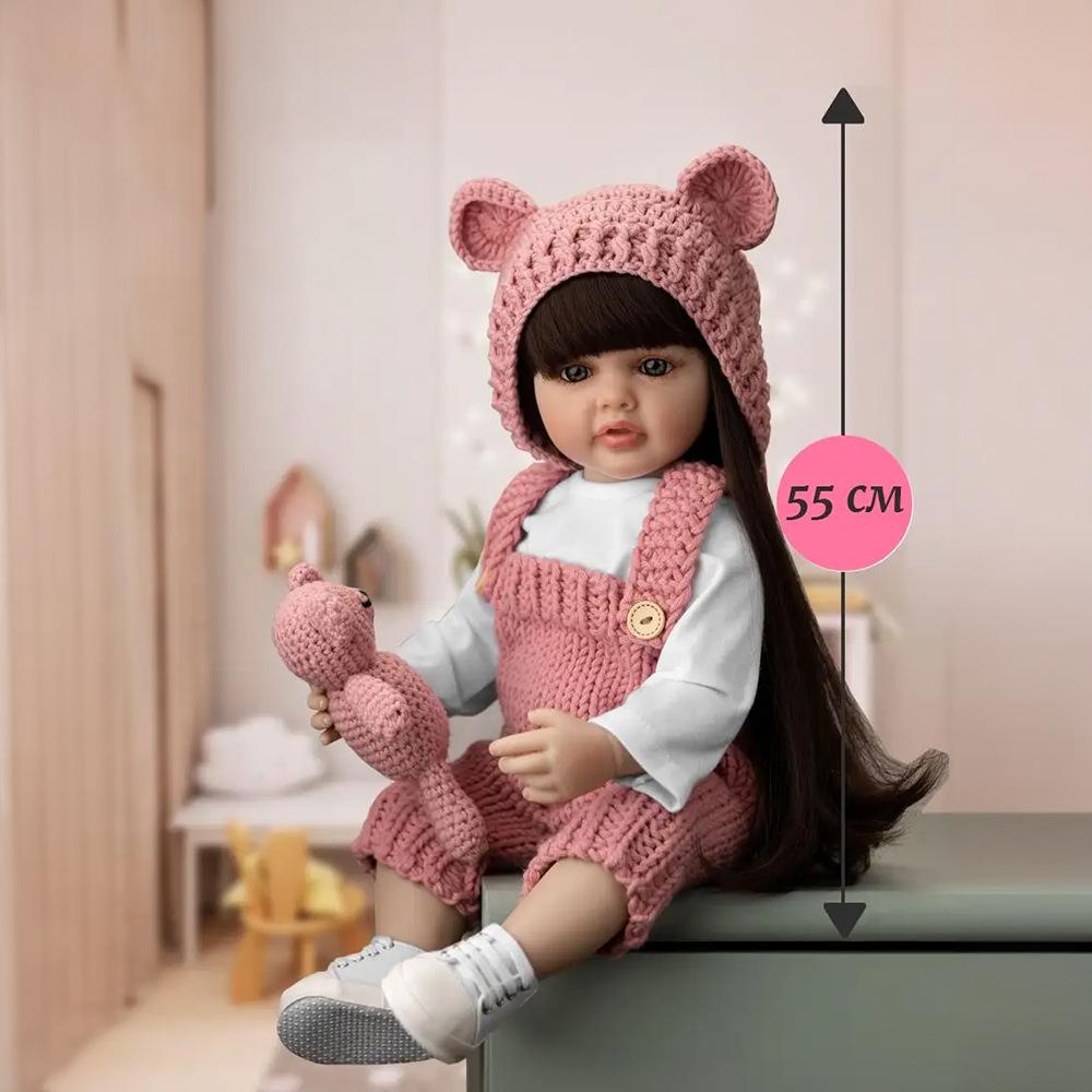 Vinyl Simulation Doll Reborn Baby 55cm Long Hair Doll Simulation Children's Play House Toy