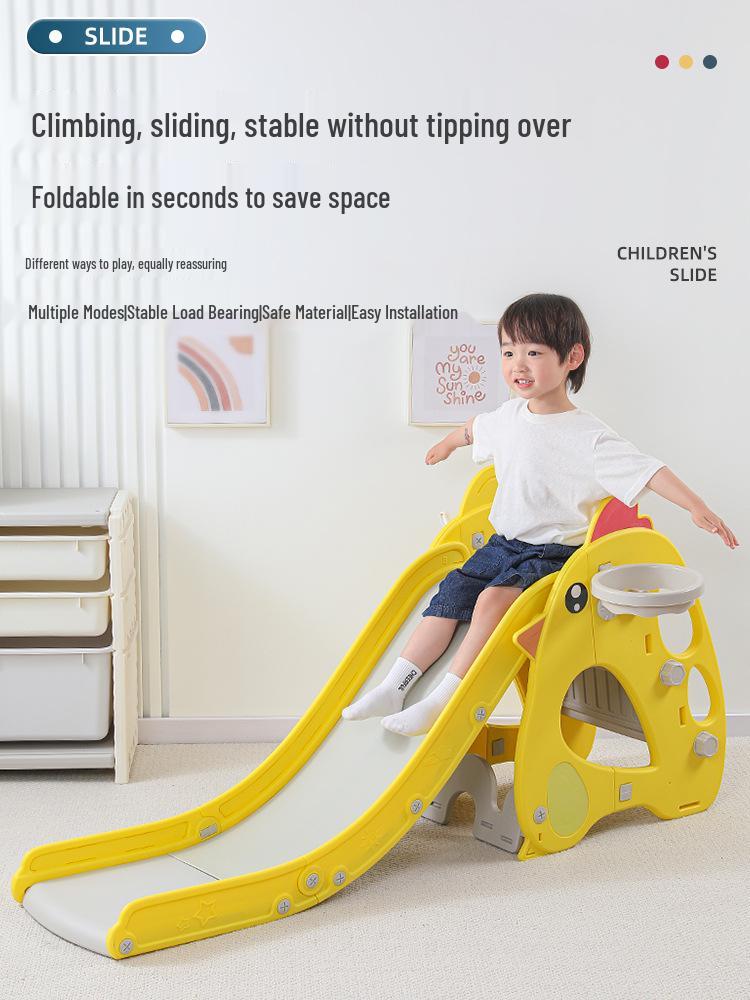 Foldable Indoor/Outdoor Children s Slide with High Handrail - Baby Playground Toy Cute Yellow Chicken