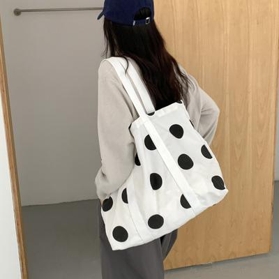 Wind Large Capacity Tote Bag New Trend Simple Shoulder Bag Women's Fashion Original Design Polka Dot Canvas Bag